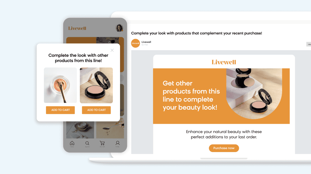 Bloomreach showing how their product can increase average order value by automatically suggesting relevant products with AI